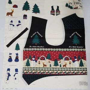 Vtg Peace In The Country Christmas Vest Fabric Panel Cut And Sew